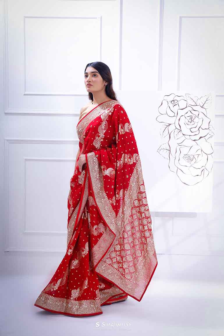 Explore Stunning Red Banarasi Sarees in 15+ Shades