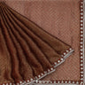 Brownish Red Tissue Saree With Geometrical Pattern