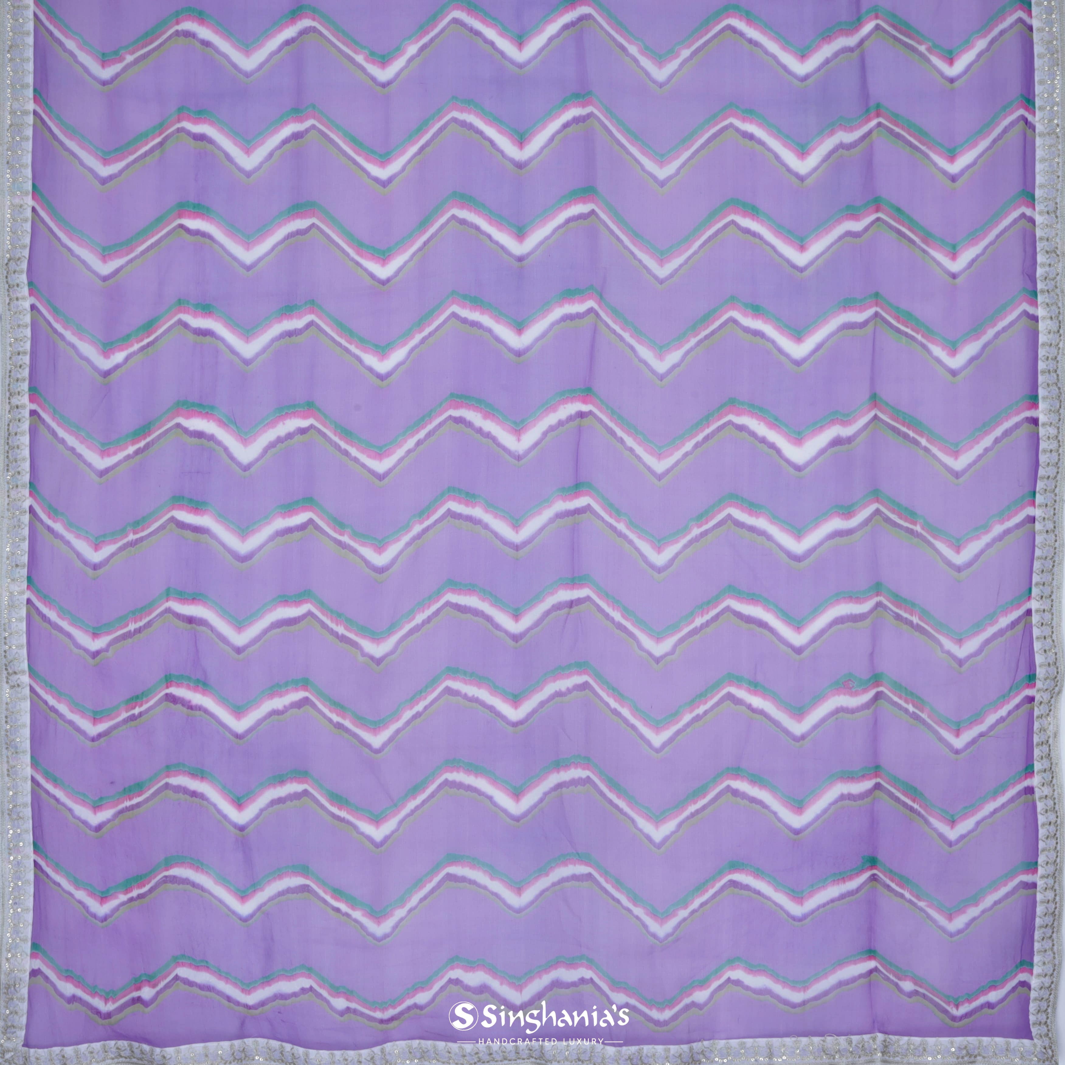 Lavender Purple Georgette Printed Saree