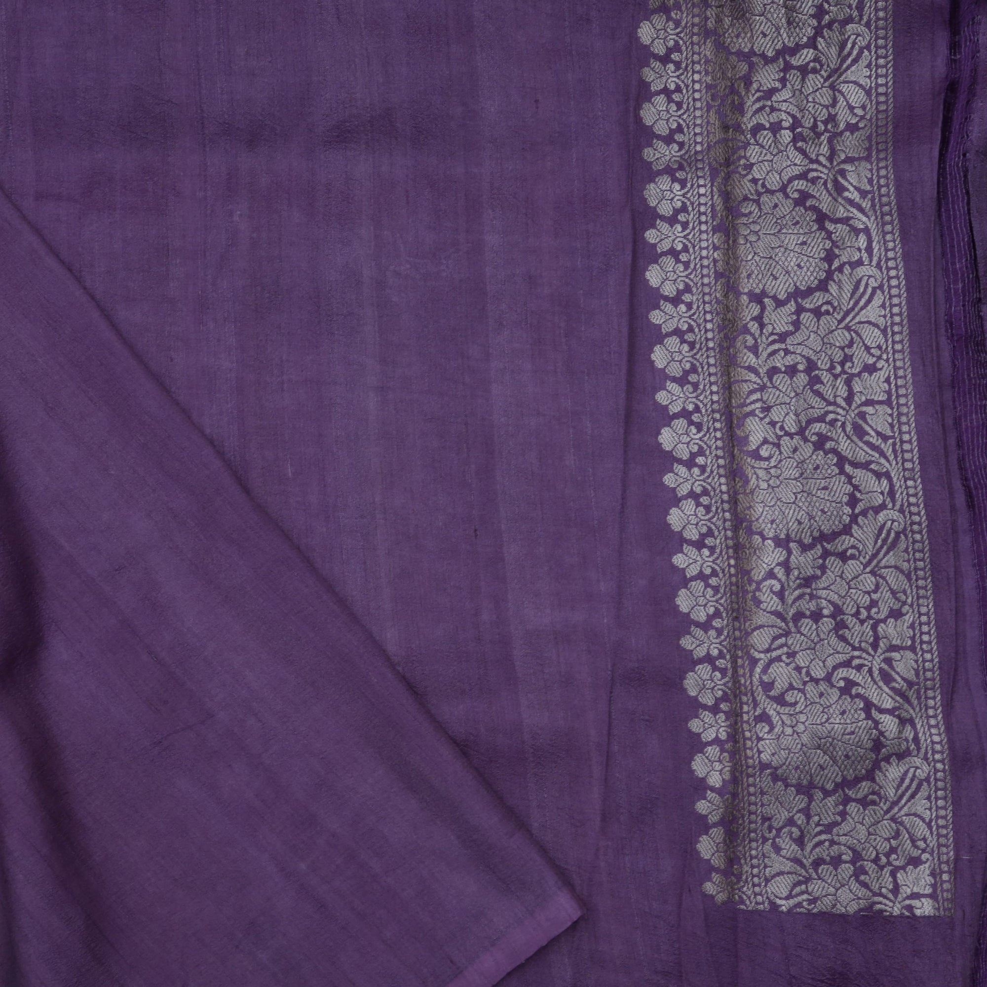 Eminence Purple Tussar Jamdani Saree With Floral Weaving