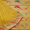 Canary Yellow Silk Banarasi Saree With Stripes Pattern