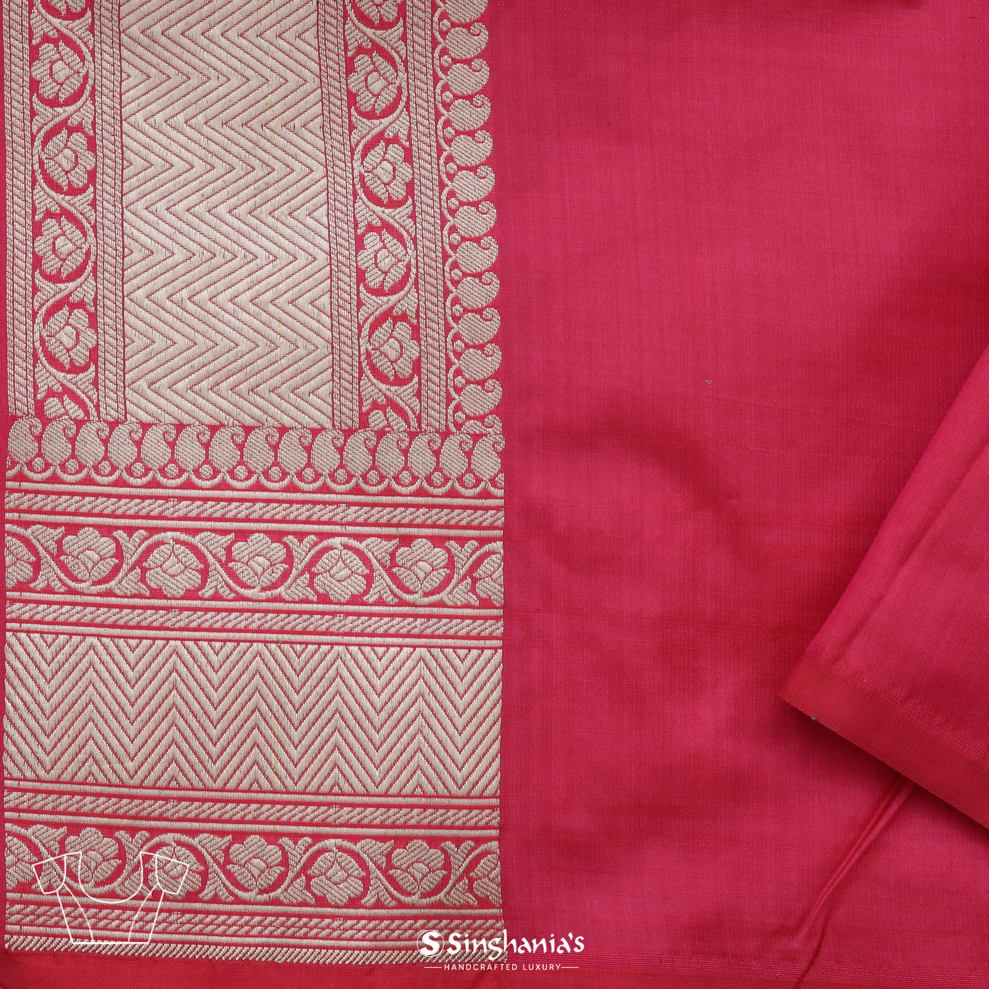 Amarnath Red Silk Banarasi Saree With Floral Jaal Pattern