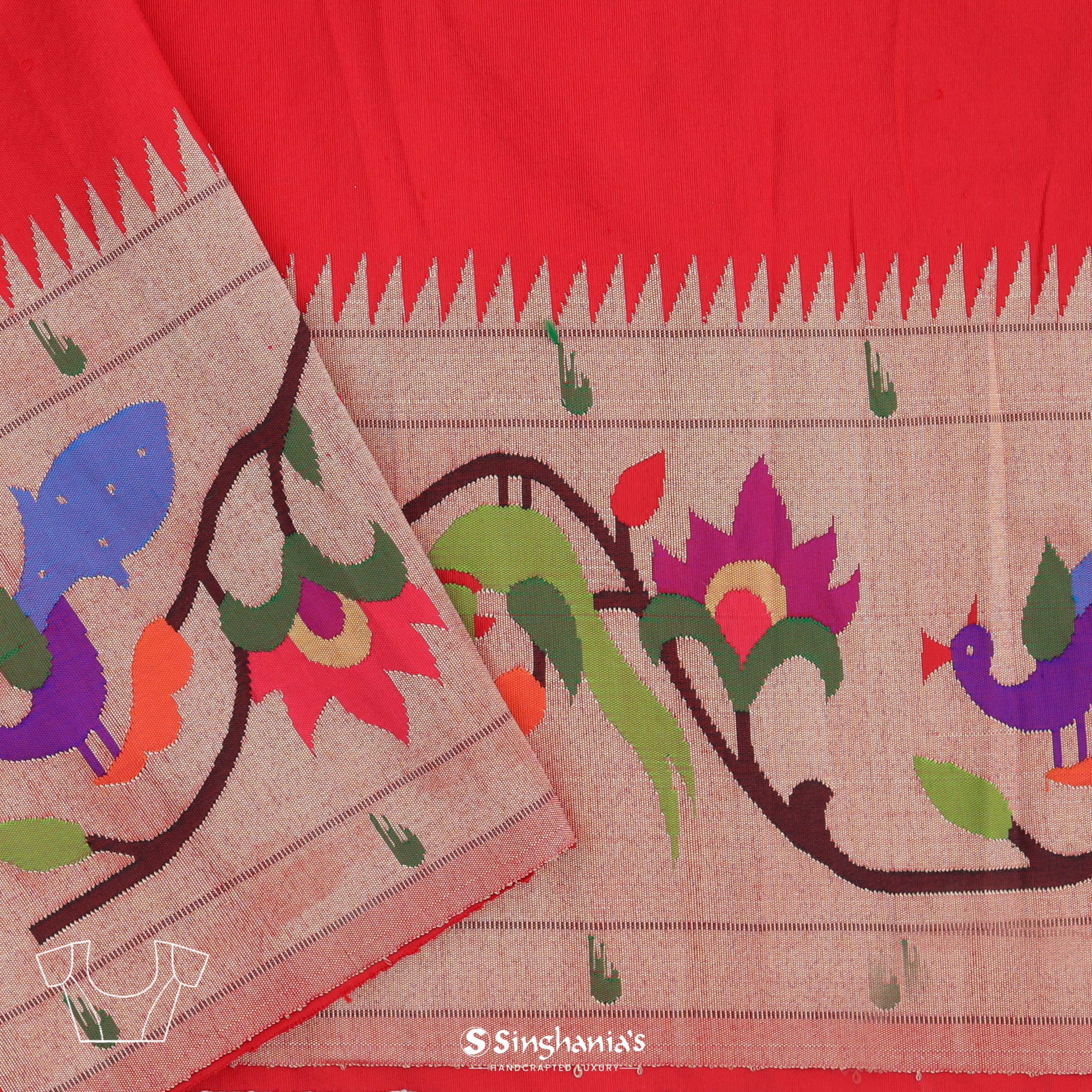 Red Paithani Handloom Silk Saree