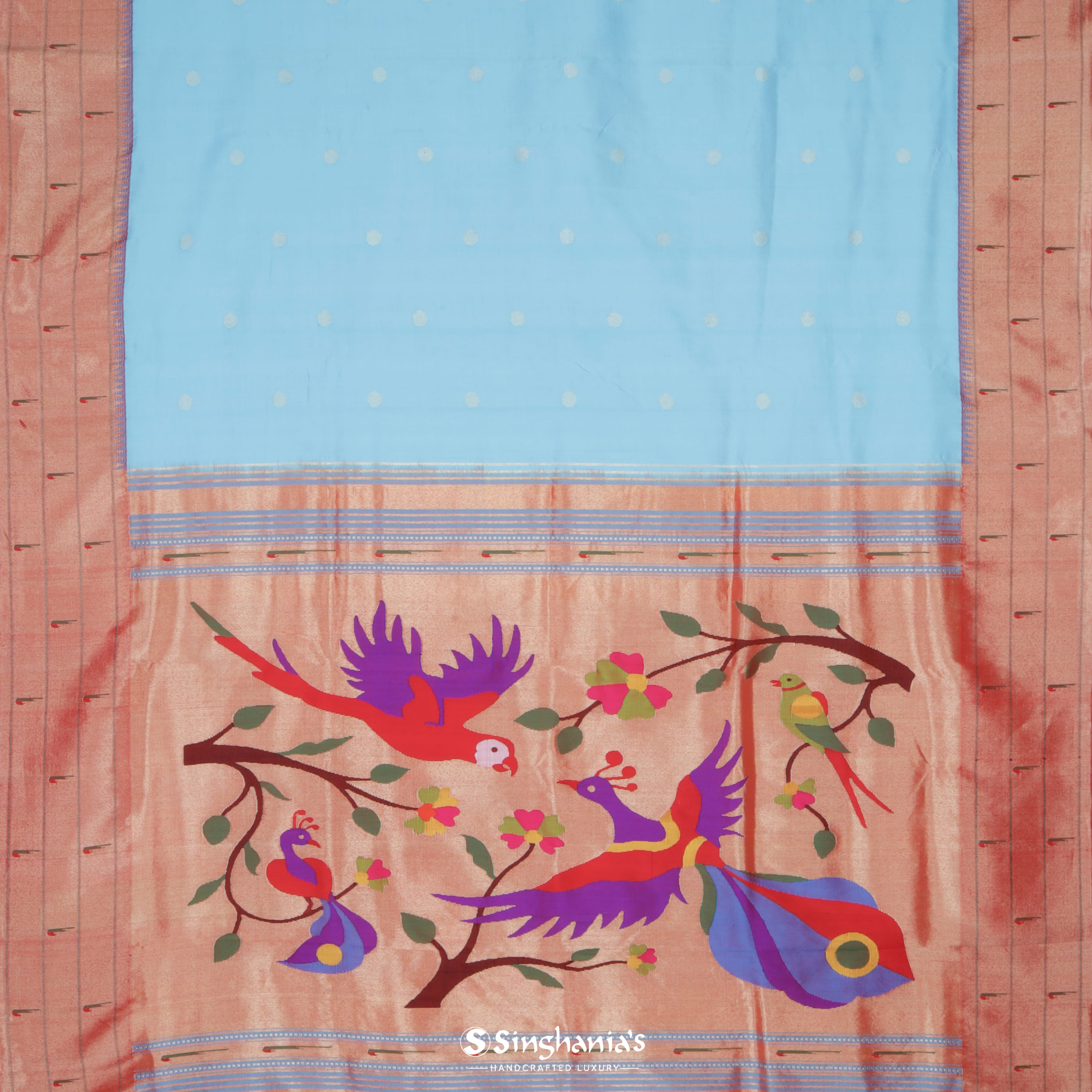Baby Blue Paithani Handloom Silk Saree