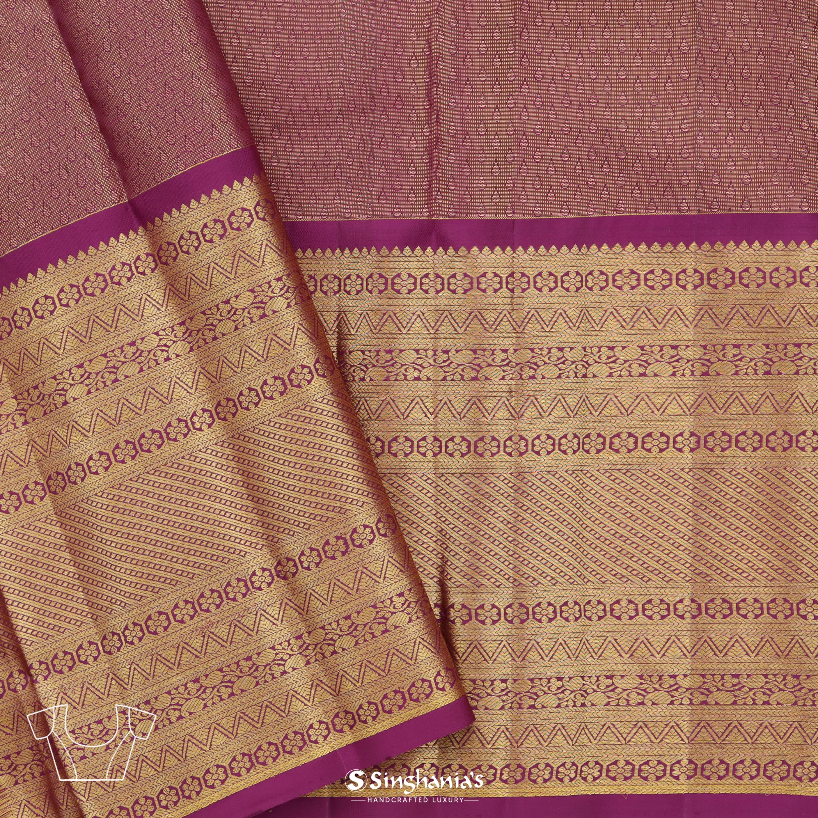 Pale Pink Kanjivaram Silk Saree With Mangai Buttas