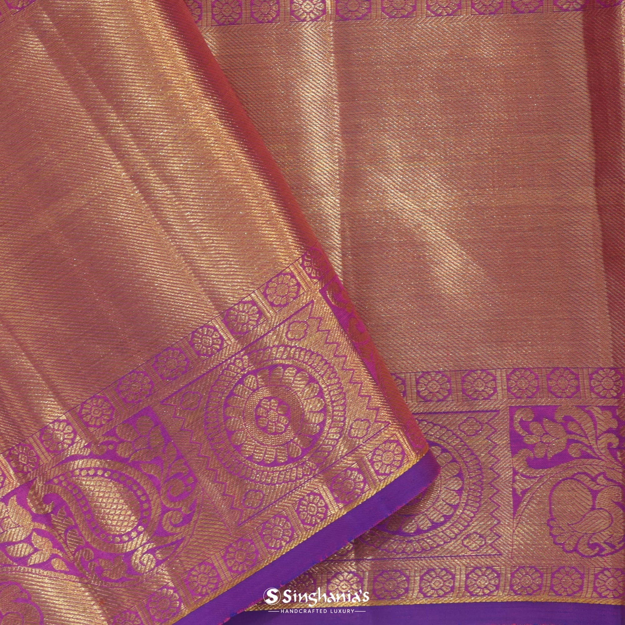 Heather Purple Kanjivaram Silk Saree With Floral Jaal Design