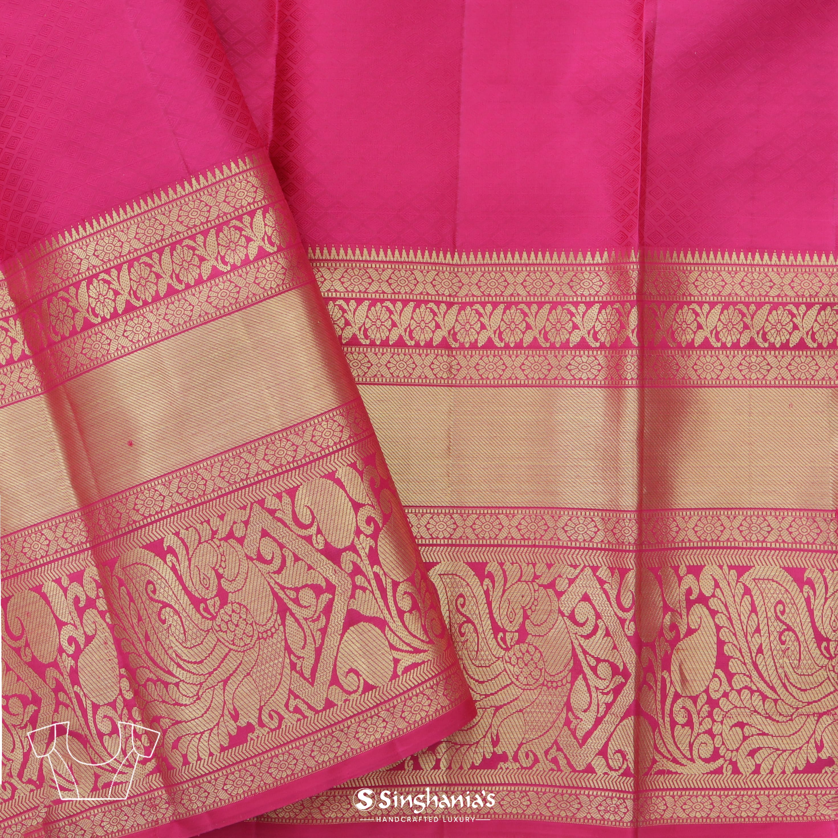 Sky Blue Kanjivaram Silk Saree With Floral Jaal Design
