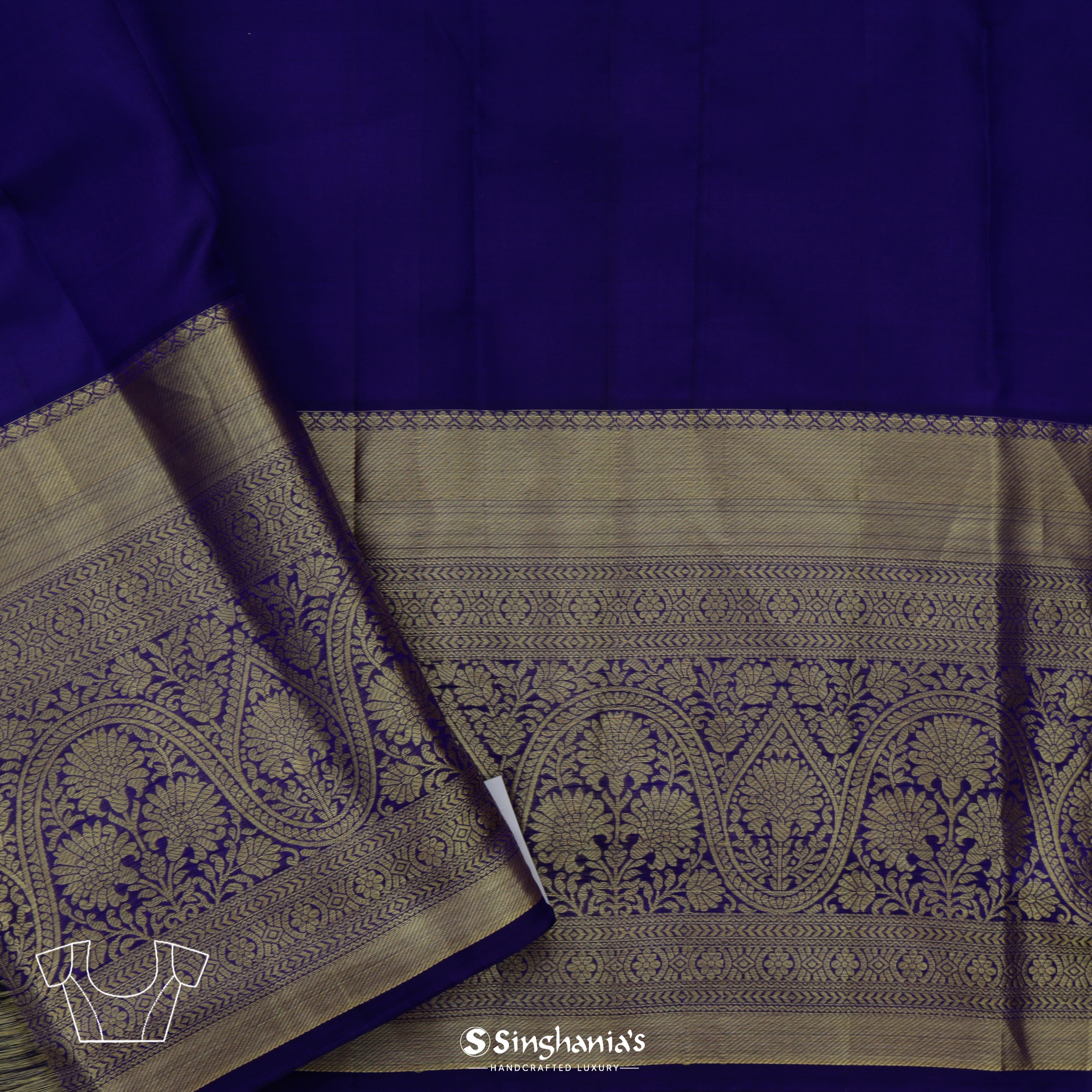 Cerulean Blue Kanjivaram Silk Saree With Floral Pattern