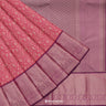 Fiery Rose Pink Kanjivaram Silk Saree With Floral Jaal Design