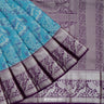 Cyan Blue Kanjivaram Silk Saree With Nature Inspired Bird Motif Pattern