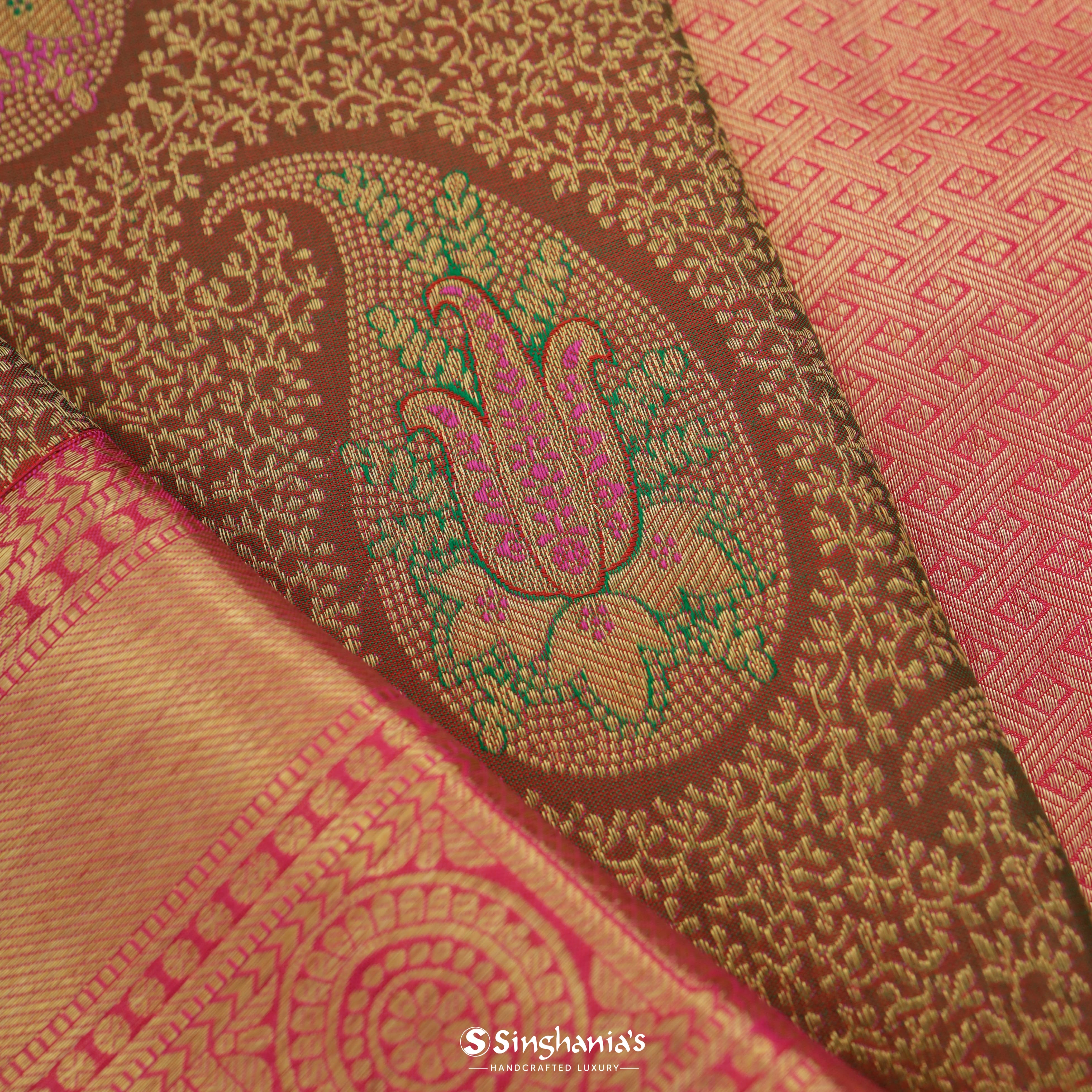 Chocolate Brown Kanjivaram Silk Saree With Mangai Motif Pattern