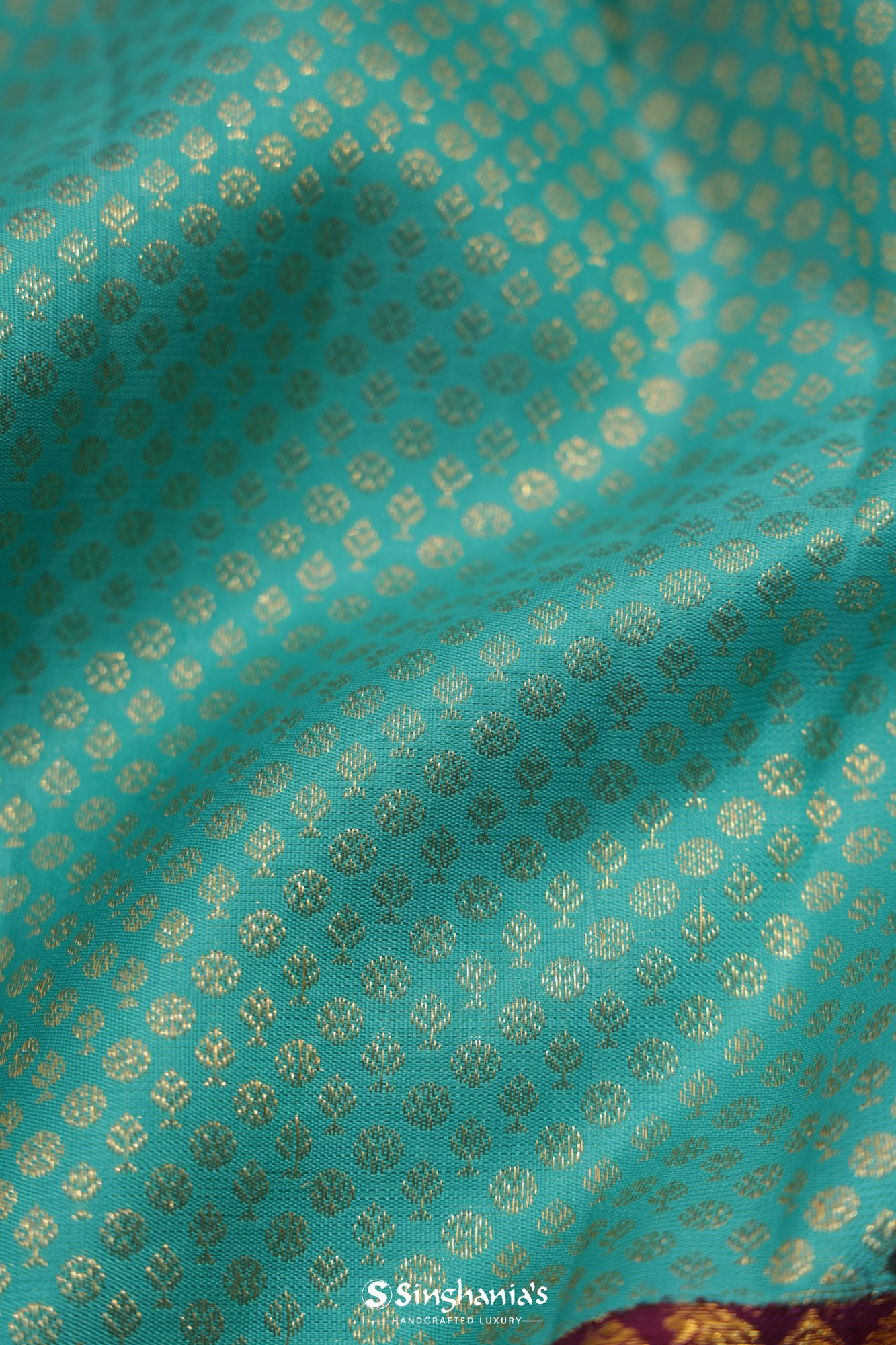 Ice Blue Kanjivaram Silk Saree With Tiny Buttis