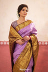Plum Purple Kanjivaram Silk Saree With Floral Jaal Design