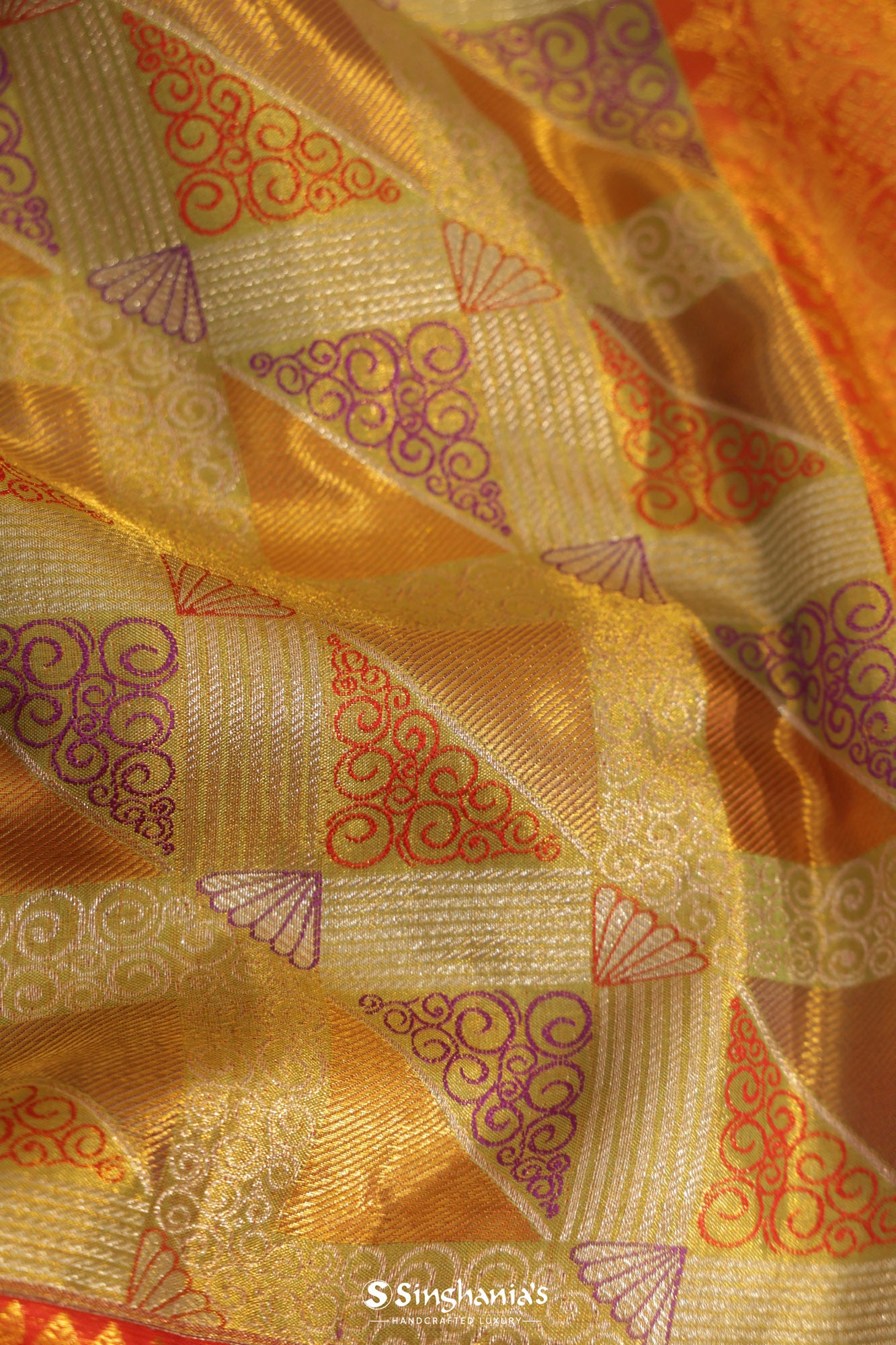 gold color kanjeevaram saree