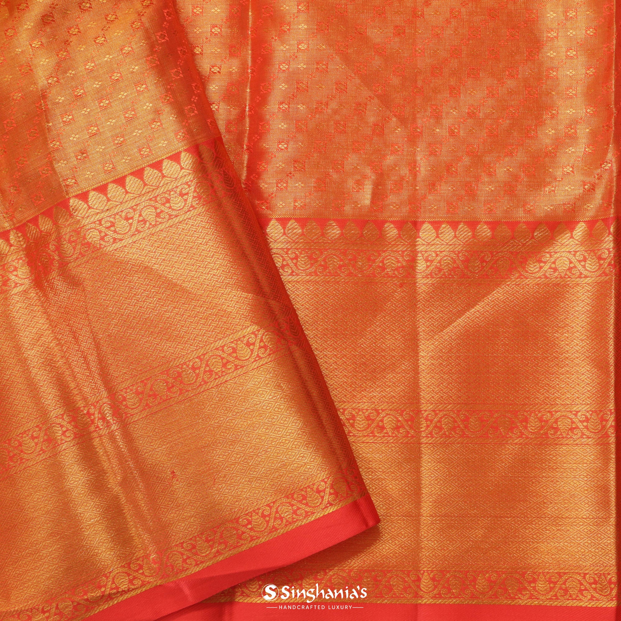Moss Green Tissue Kanjivaram Silk Saree With Floral And Mayil Jaal Design