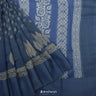 Grey Blue Printed Chanderi Silk Saree With Floral Design