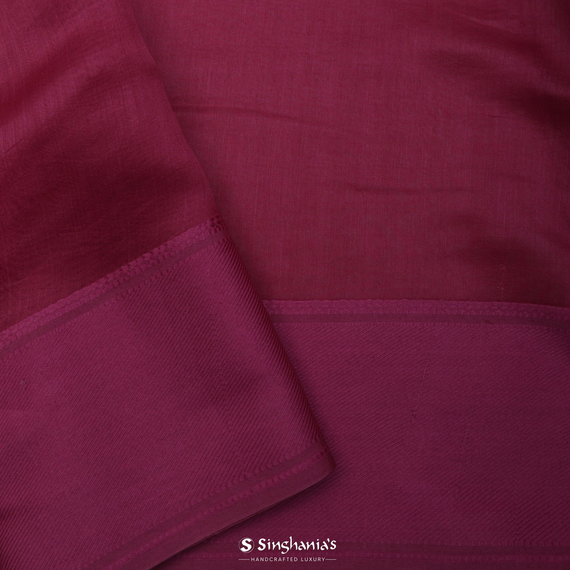 Rouge Pink Printed Chanderi Silk Saree With Geometrical Jaal Pattern