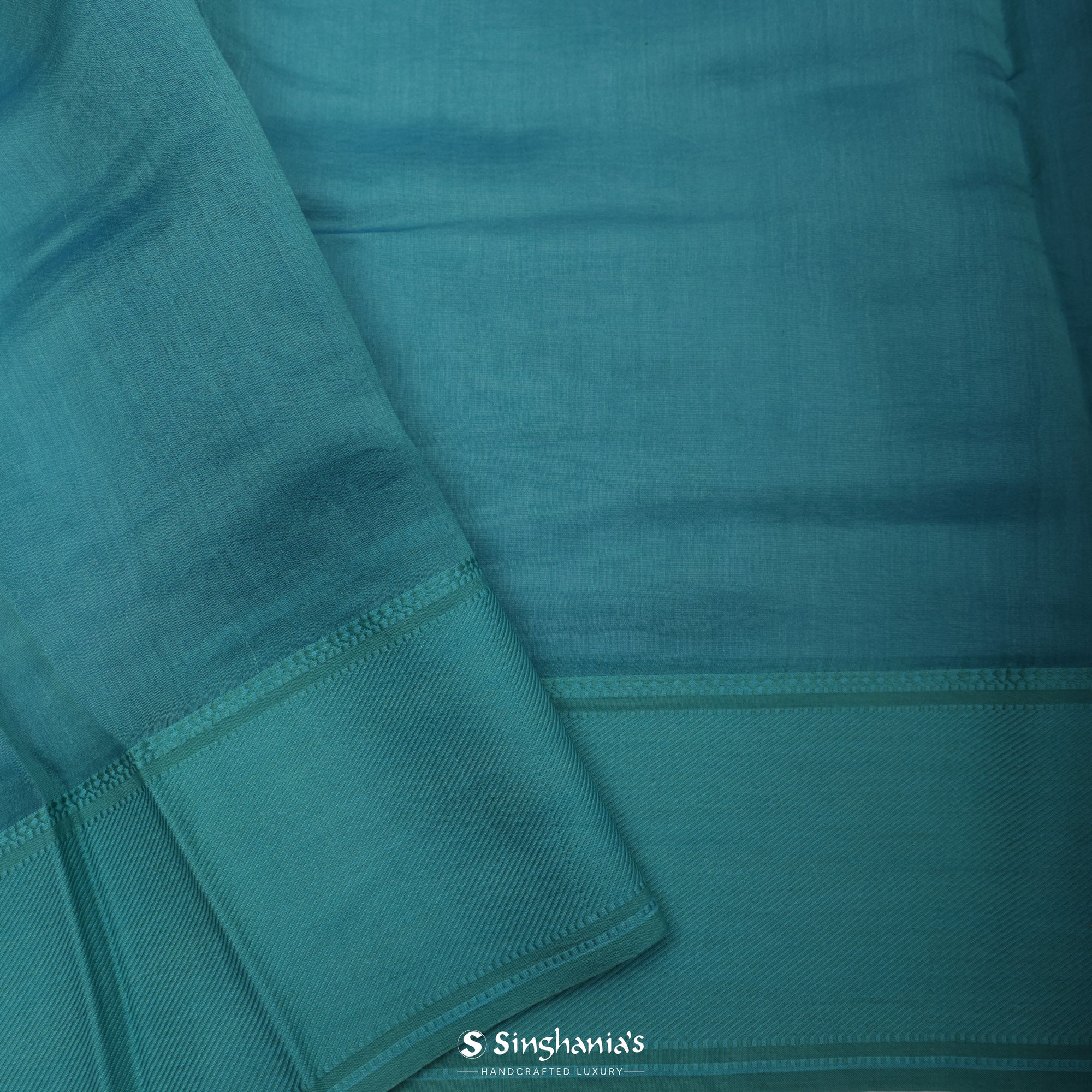 Sky Blue Printed Chanderi Silk Saree With Floral Motif Pattern