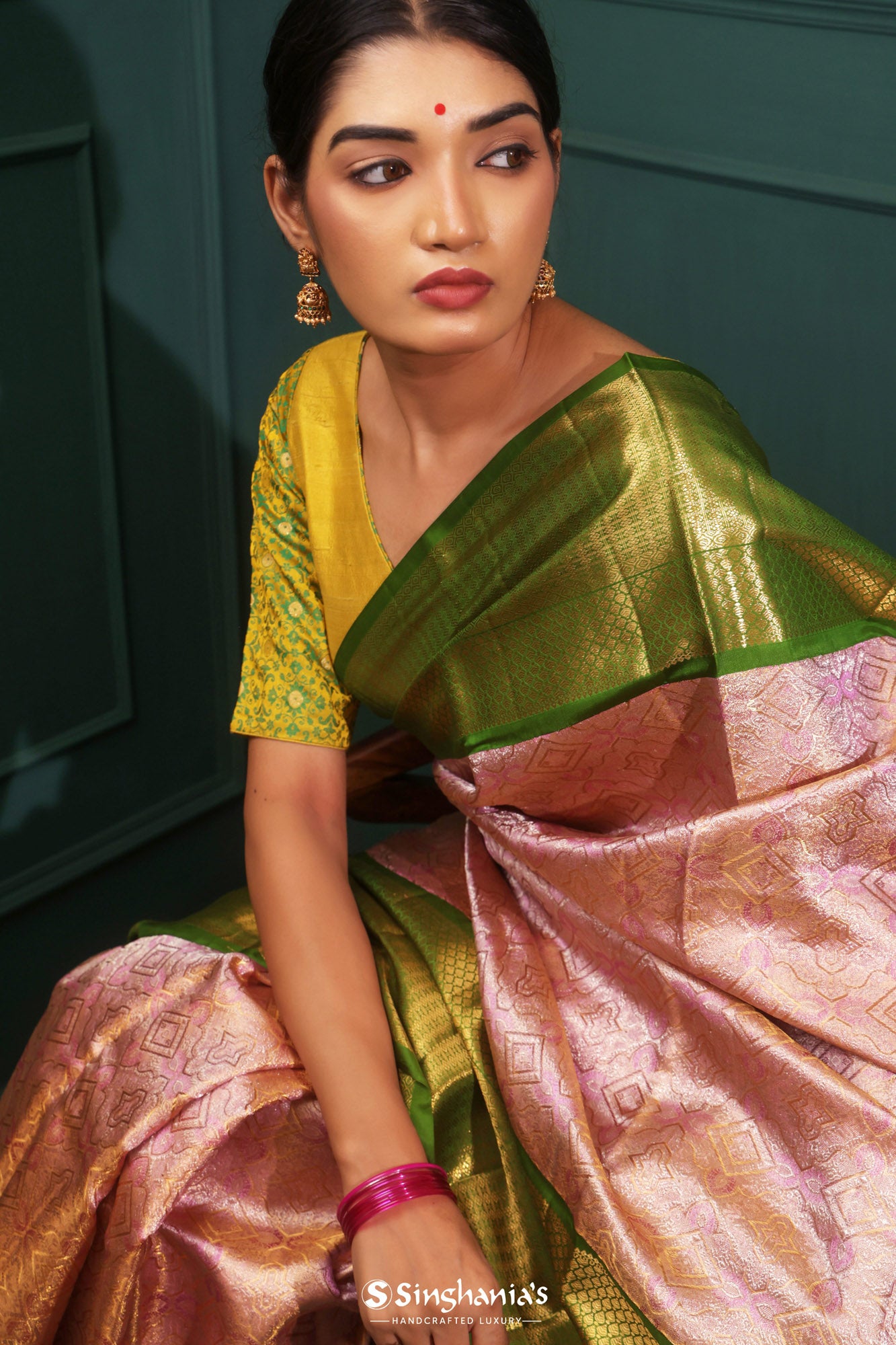 Traditional Pink and Majenta color Art Silk, Silk, Tissue fabric Saree :  1640712