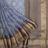 Ford Blue Printed Maheshwari Saree With Floral Jaal Design