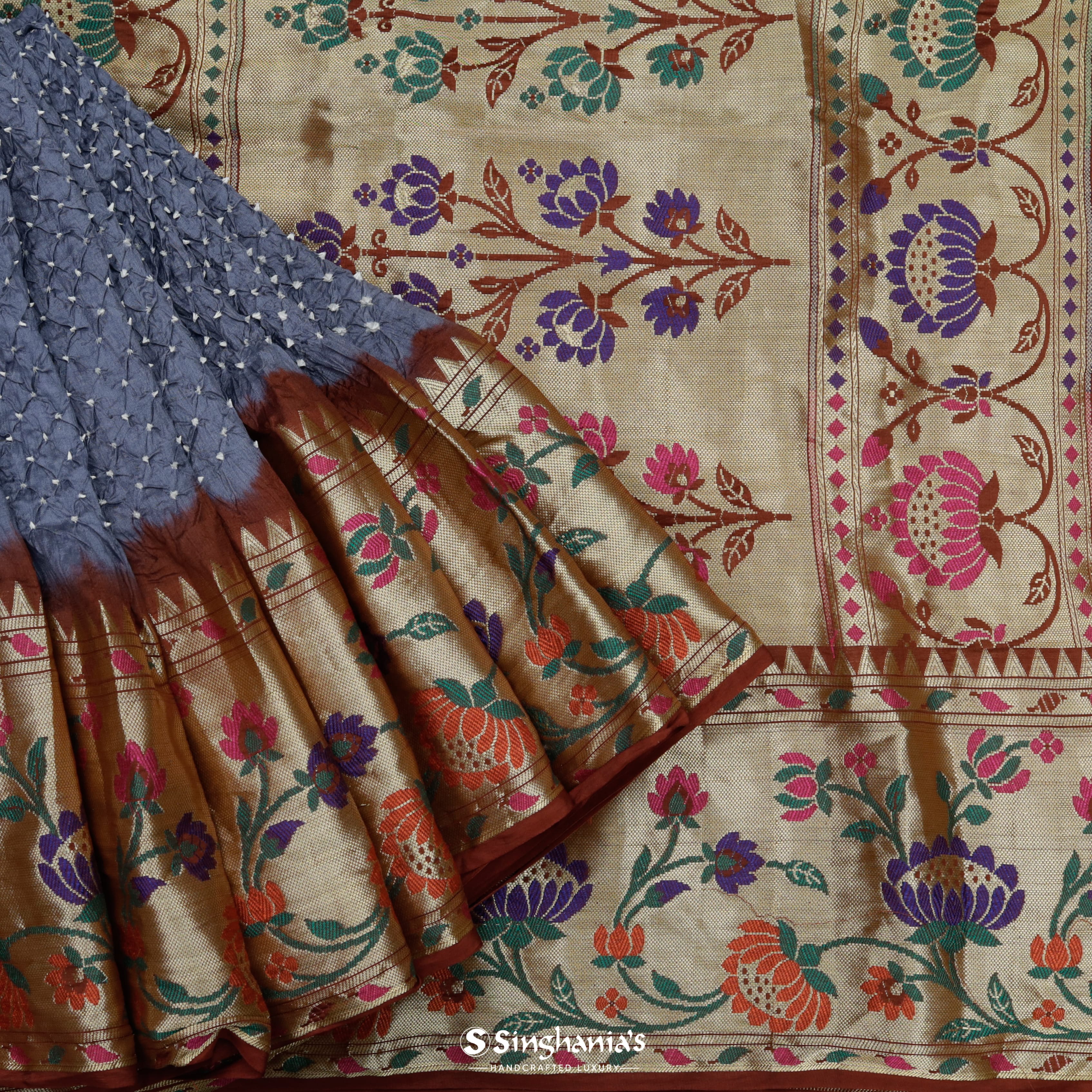 French Pink Silk Bandhani Saree