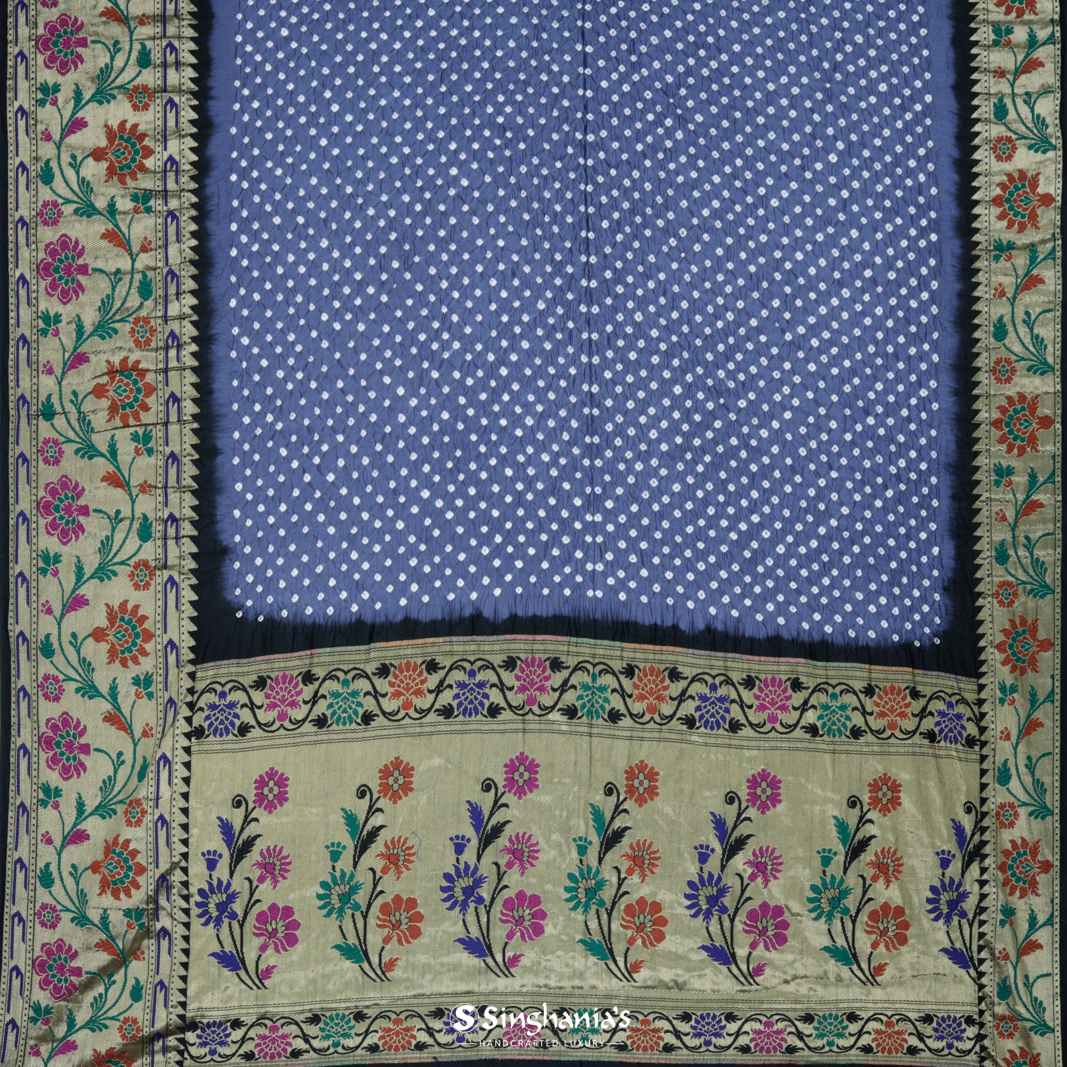 Bedazzled Blue Silk Bandhani Saree