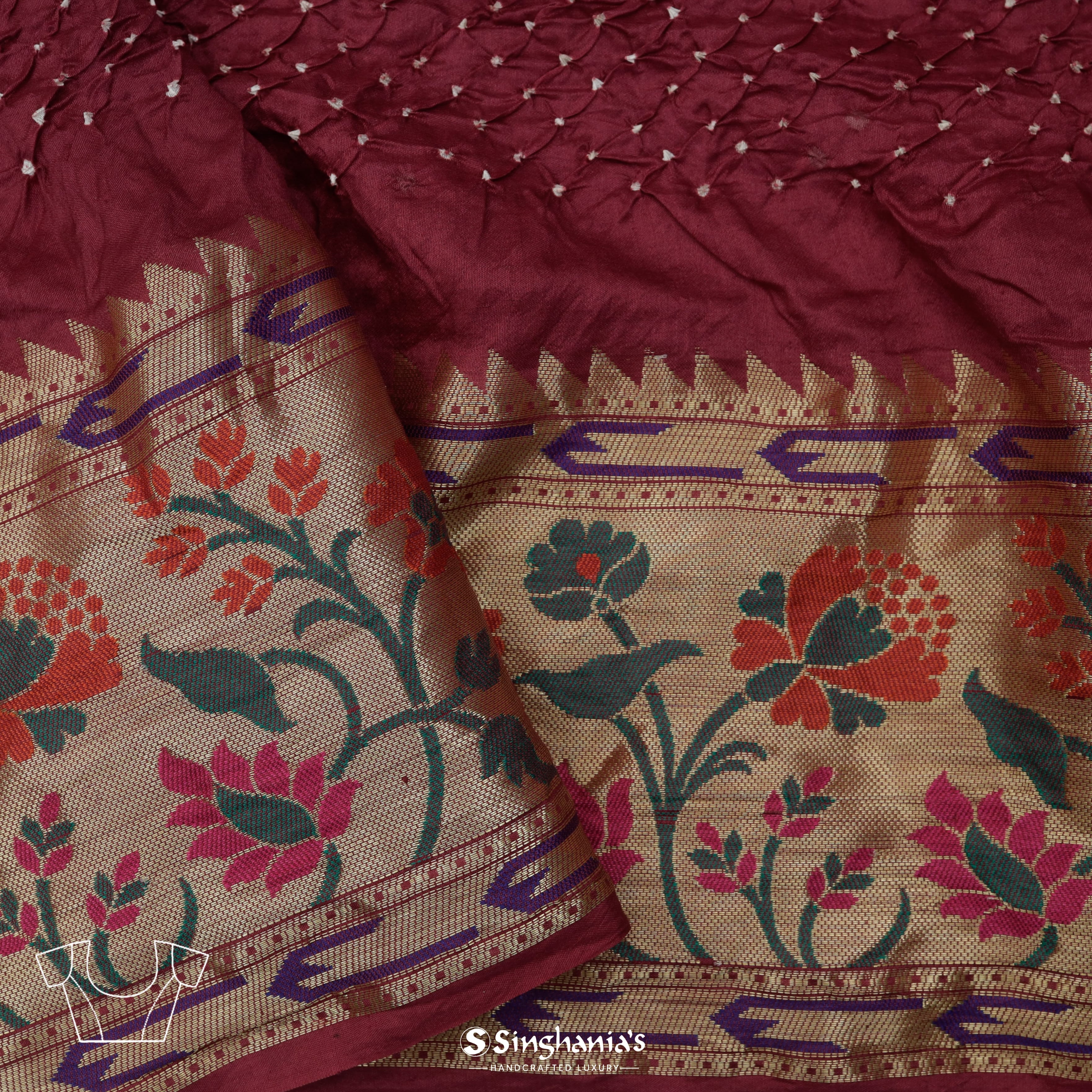 Rogue Pink Silk Bandhani Saree