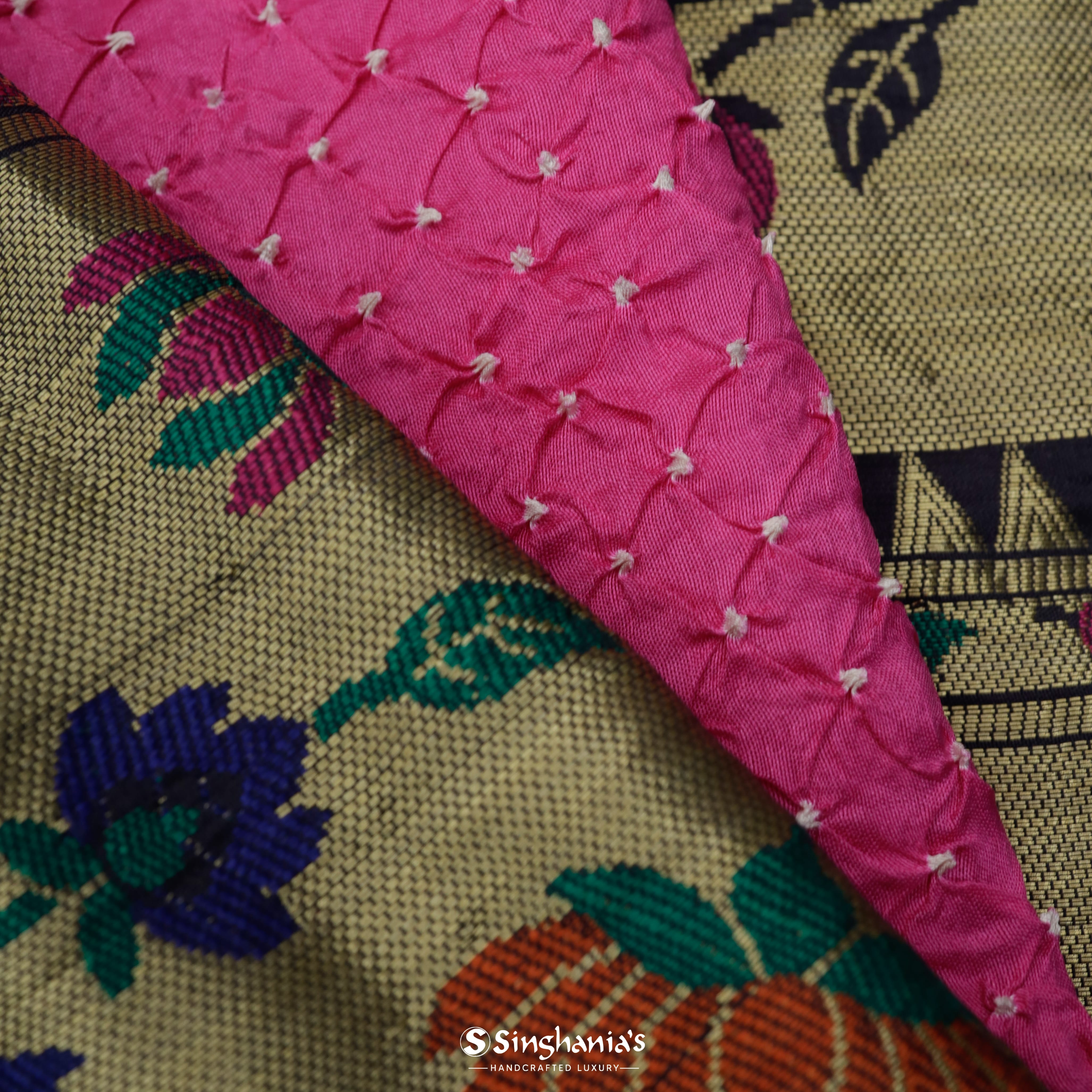 Deep Pink Silk Bandhani Saree