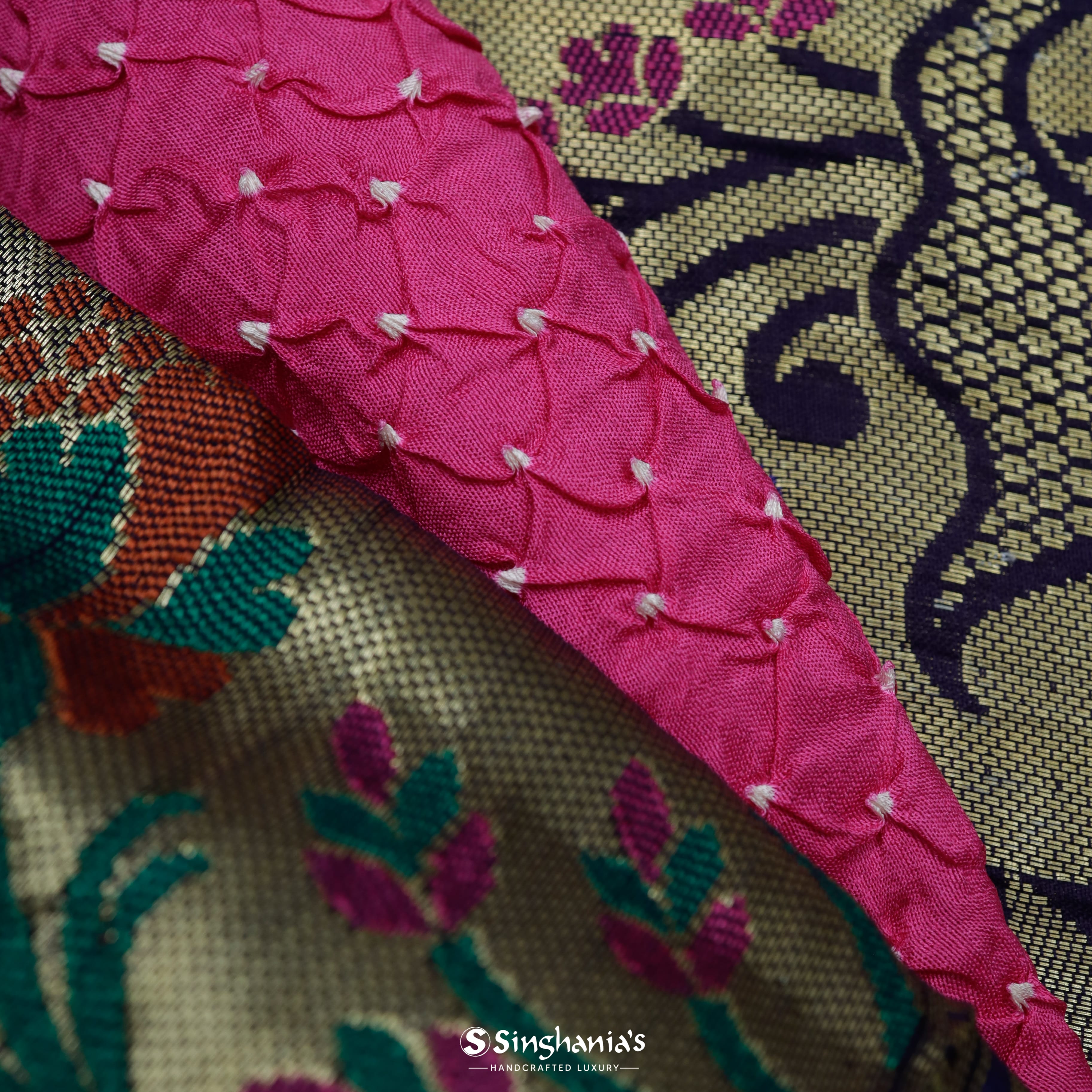 Mauve Pink Silk Bandhani Saree