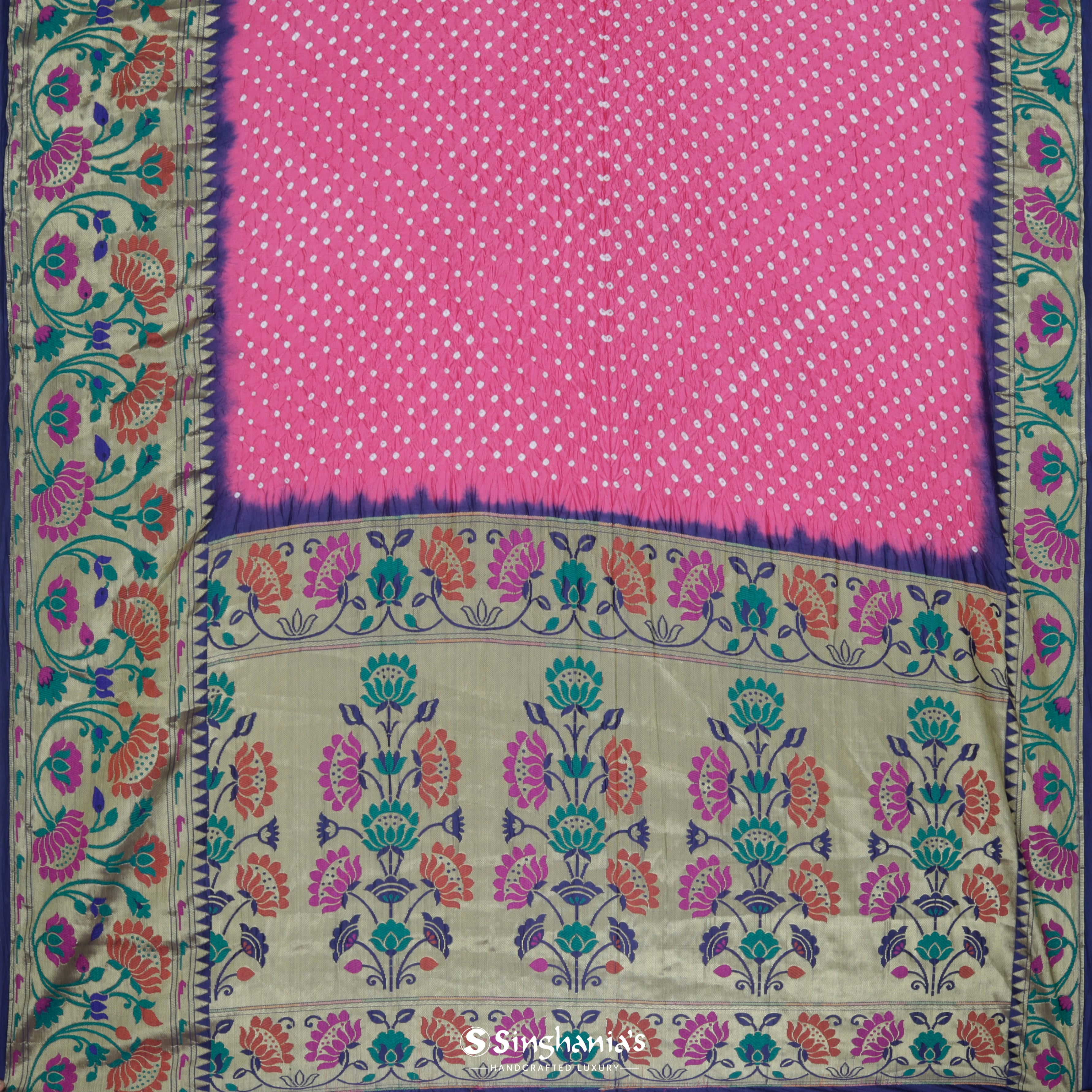 Mauve Pink Silk Bandhani Saree