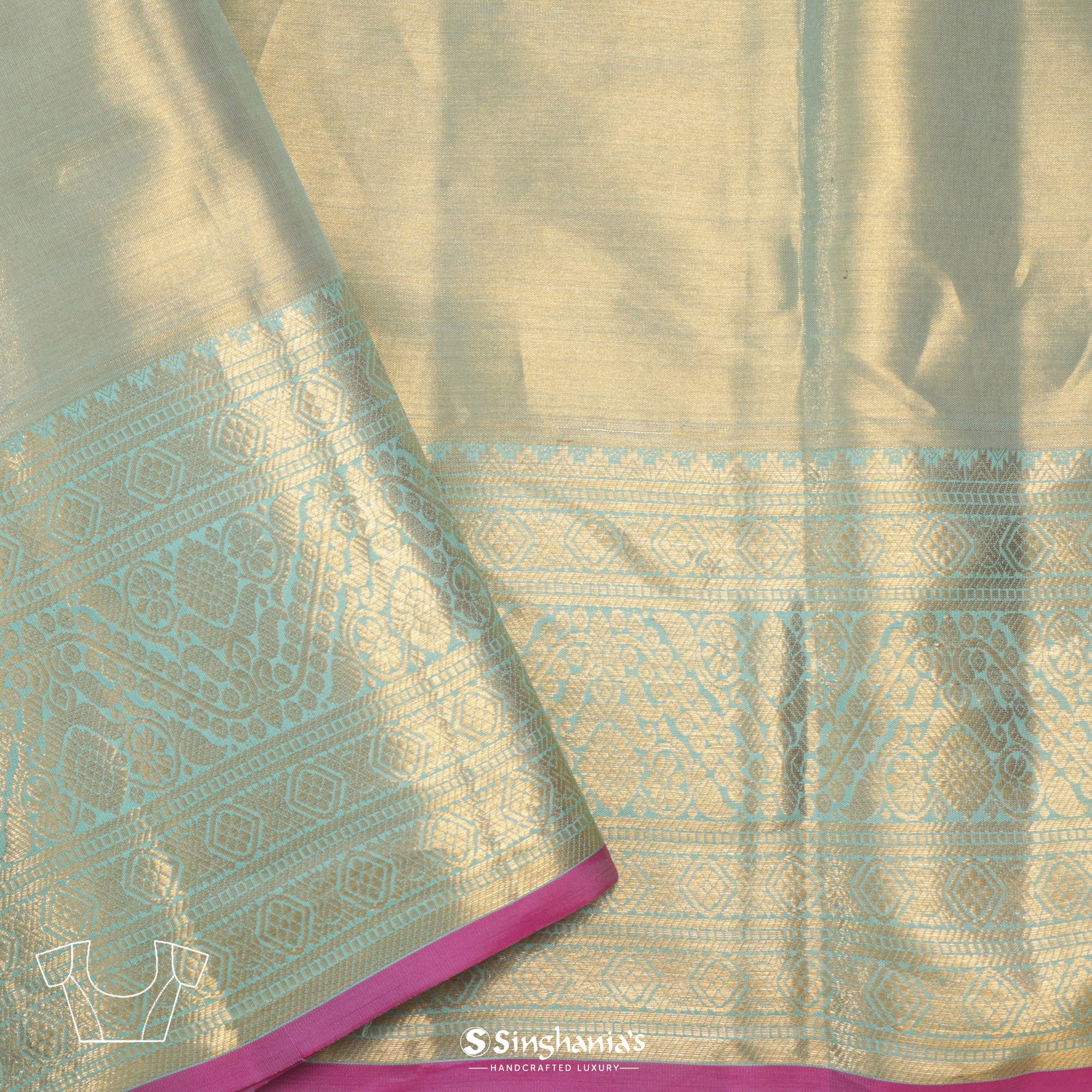 Golden Crest Kanjivaram Silk Saree With Floral Jaal Design