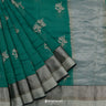 Myrtle Green Chanderi Embroidery Silk Saree With Floral Motif Pattern