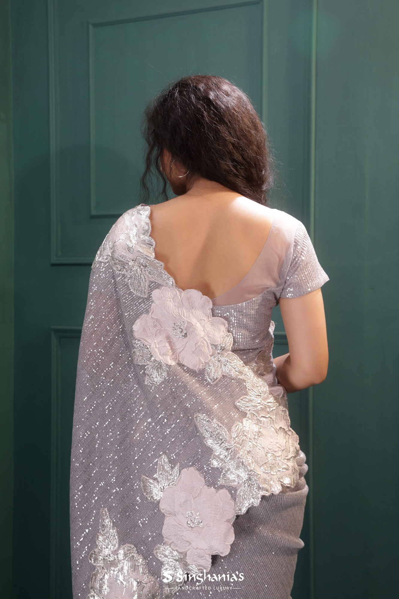 Rose Quartz Sequin Embroidery Designer Saree
