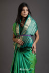 Jungle Green Soft Silk Saree With Floral Buttas Weaving