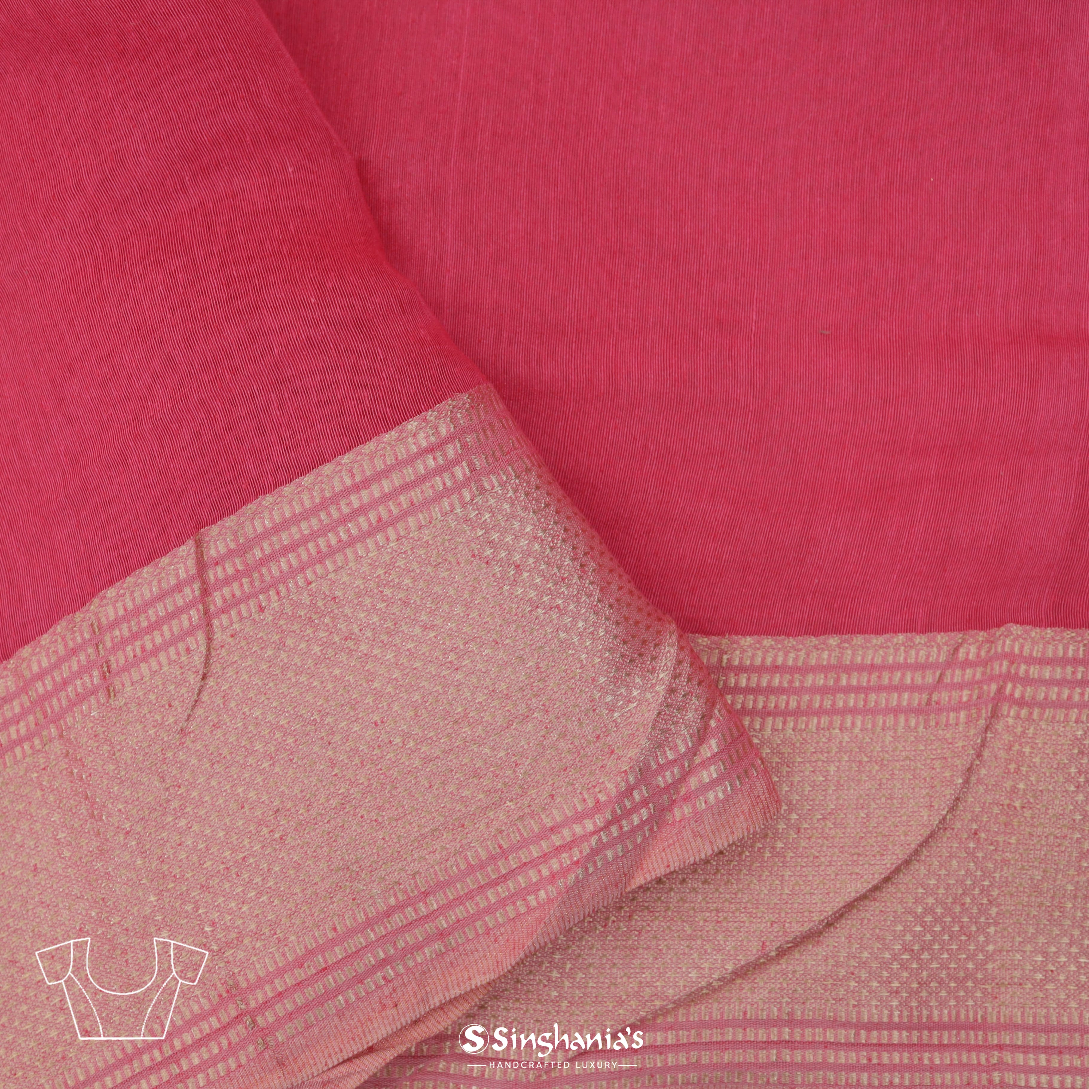 Paradise Pink Linen Mukaish Saree With Foil Print
