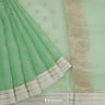 Mint Green Organza Embroidery Saree With Foil Print