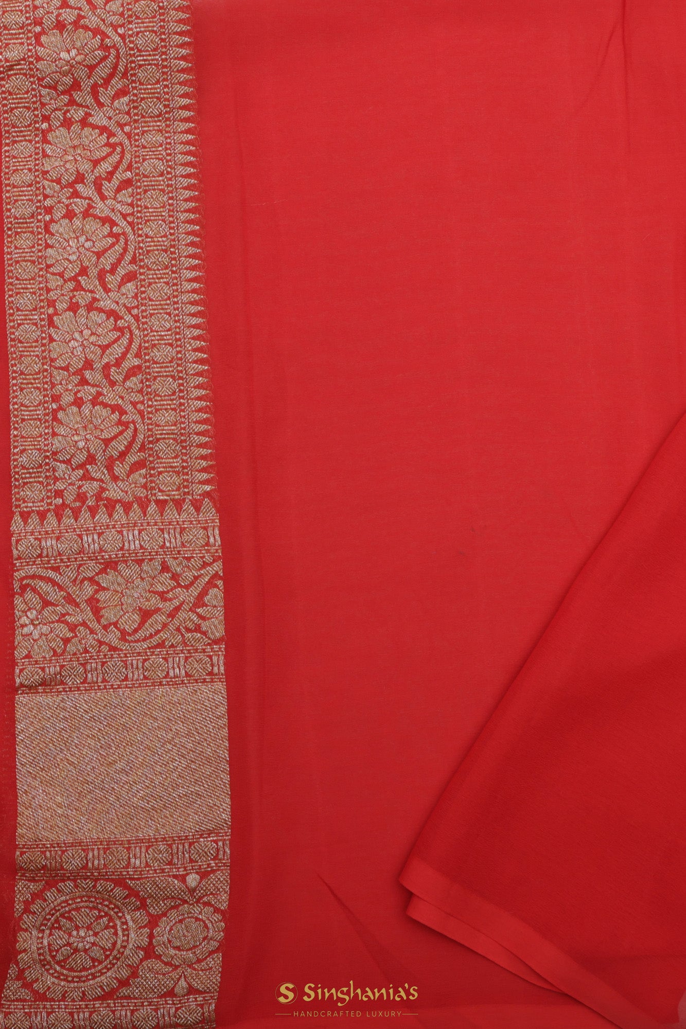 Picotee Blue Georgette Banarasi Saree With Floral Weaving