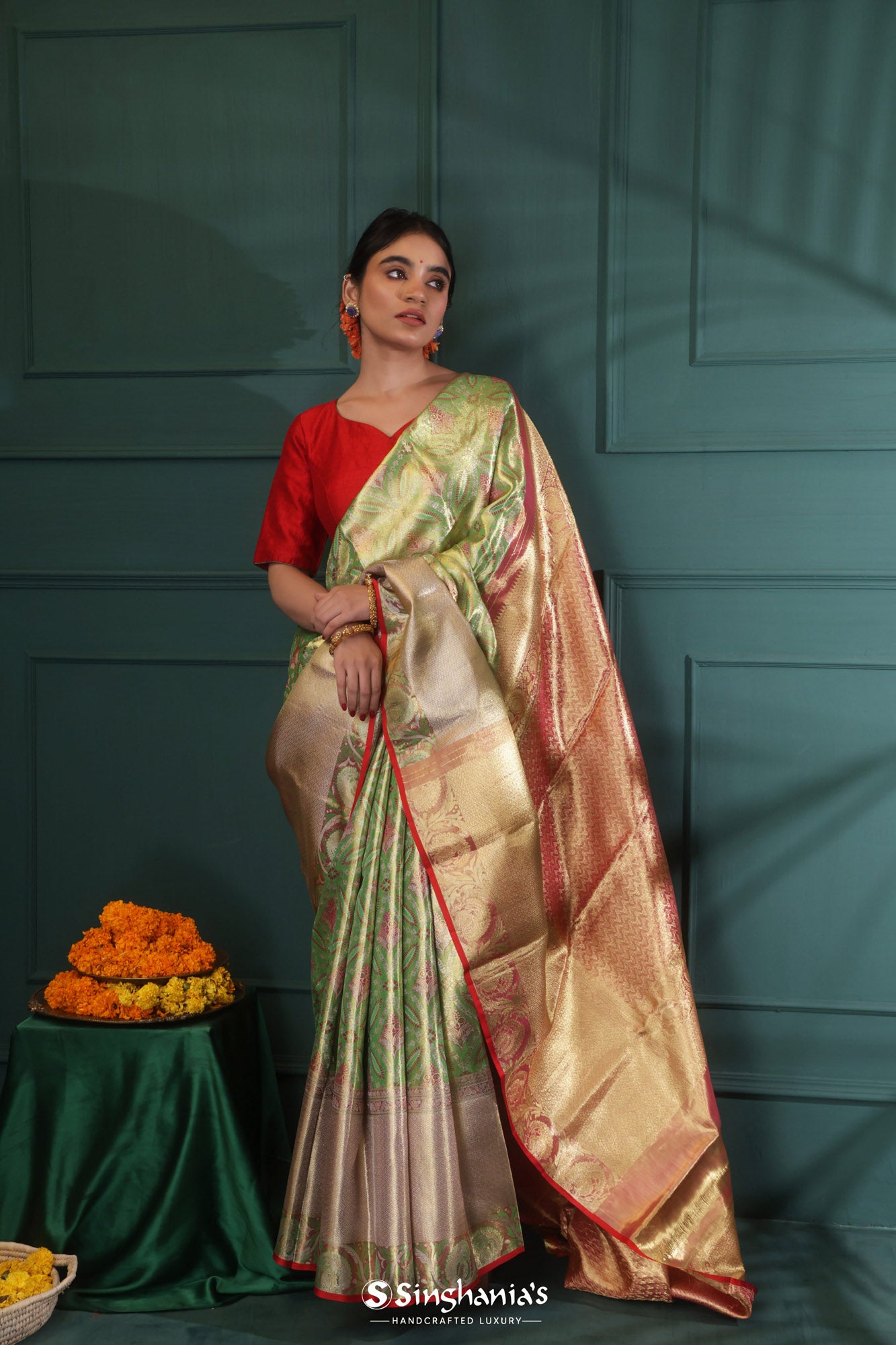 Fancy banarshi kota lenini tissue paper silk saree