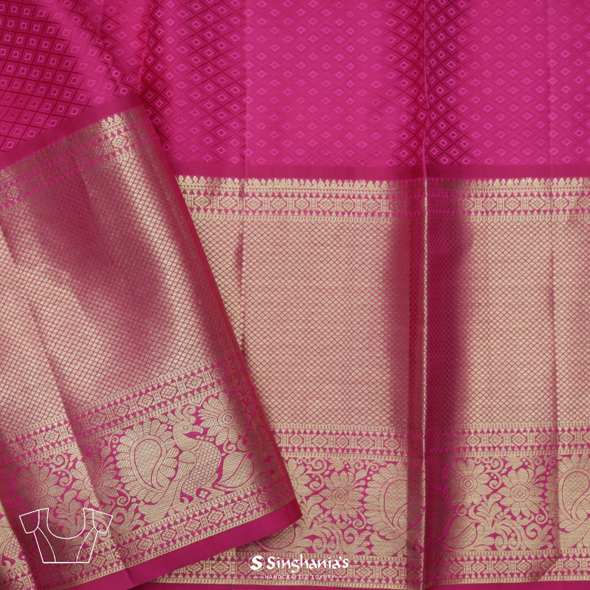 Pastel Amethyst Kanjivaram Silk Saree With Floral And Mayil Weaving