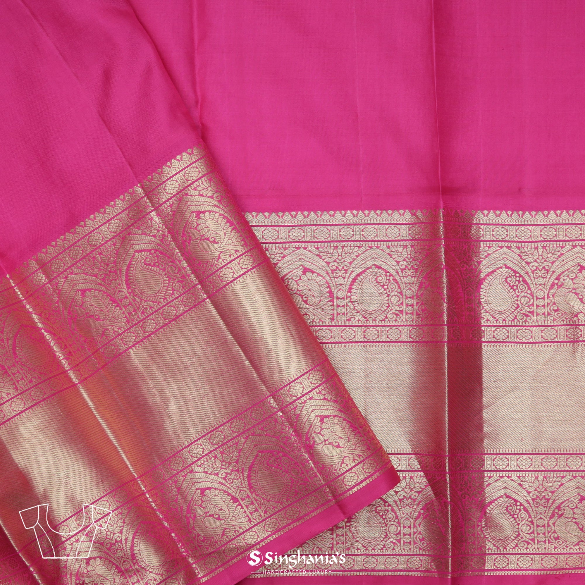 Pastel Amethyst Kanjivaram Silk Saree With Floral Ogival Weaving