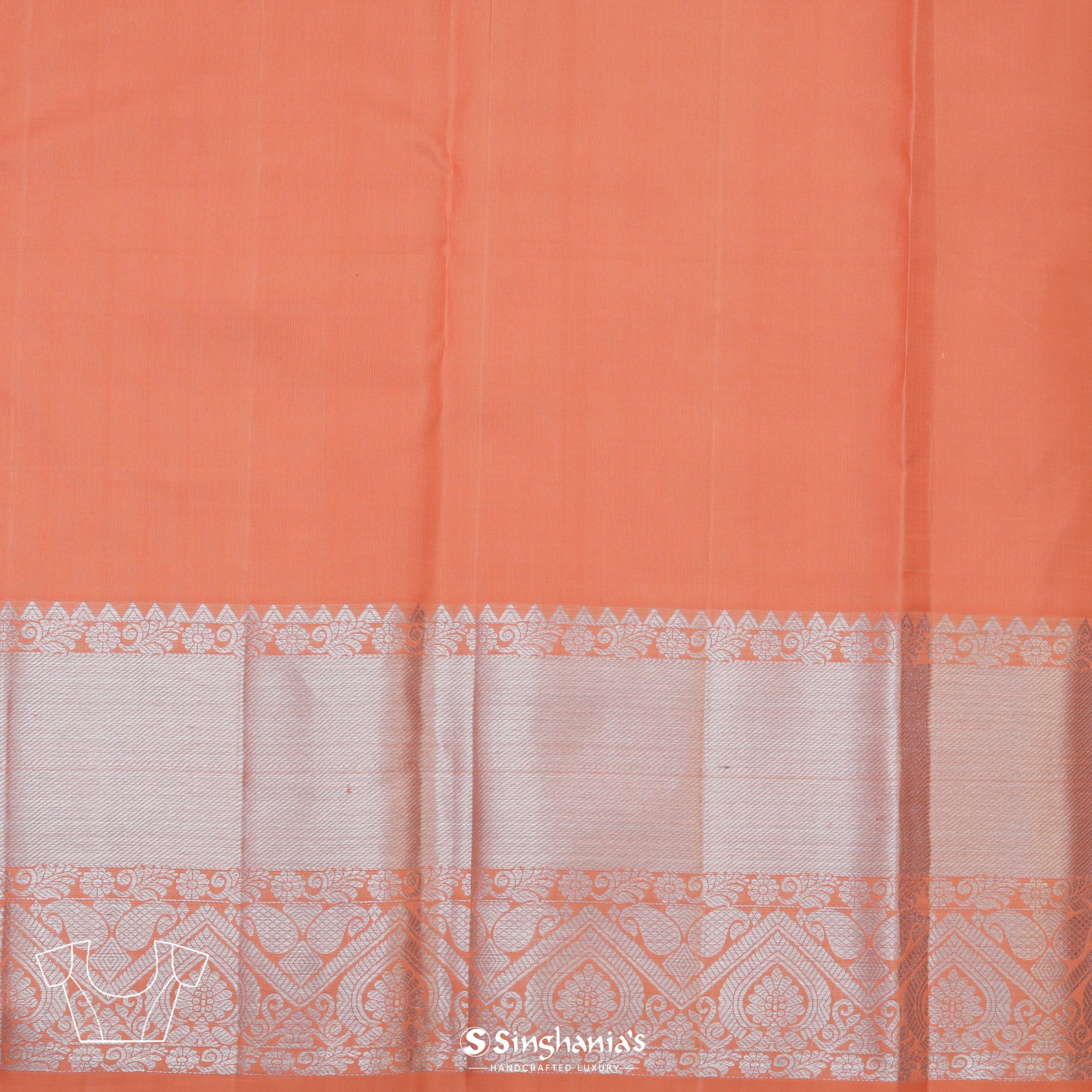 Cantaloupe Orange Kanjivaram Silk Saree With Floral Weaving