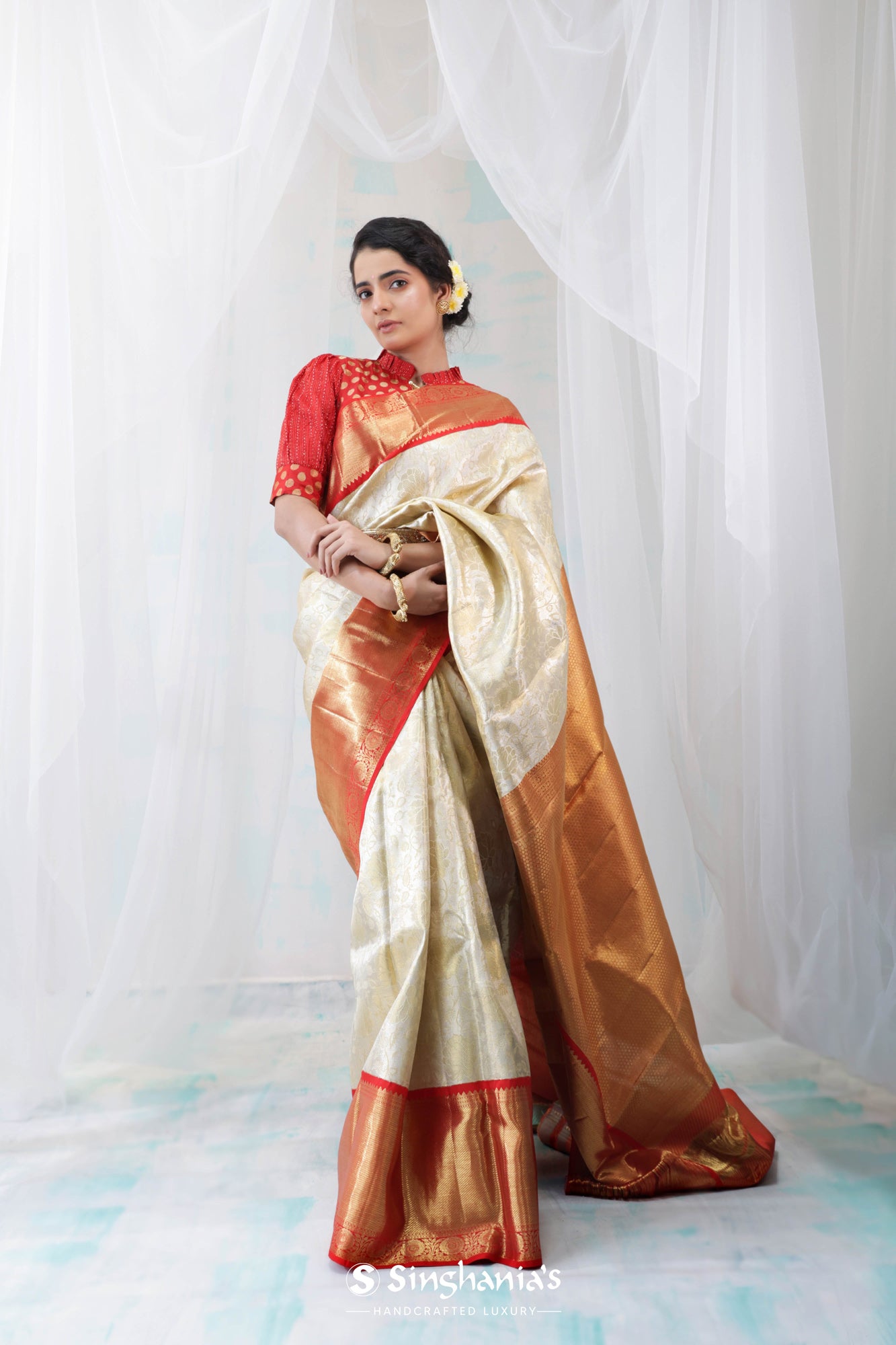 Imperial - Pure Kanjivaram Silk Saree with Copper Zari