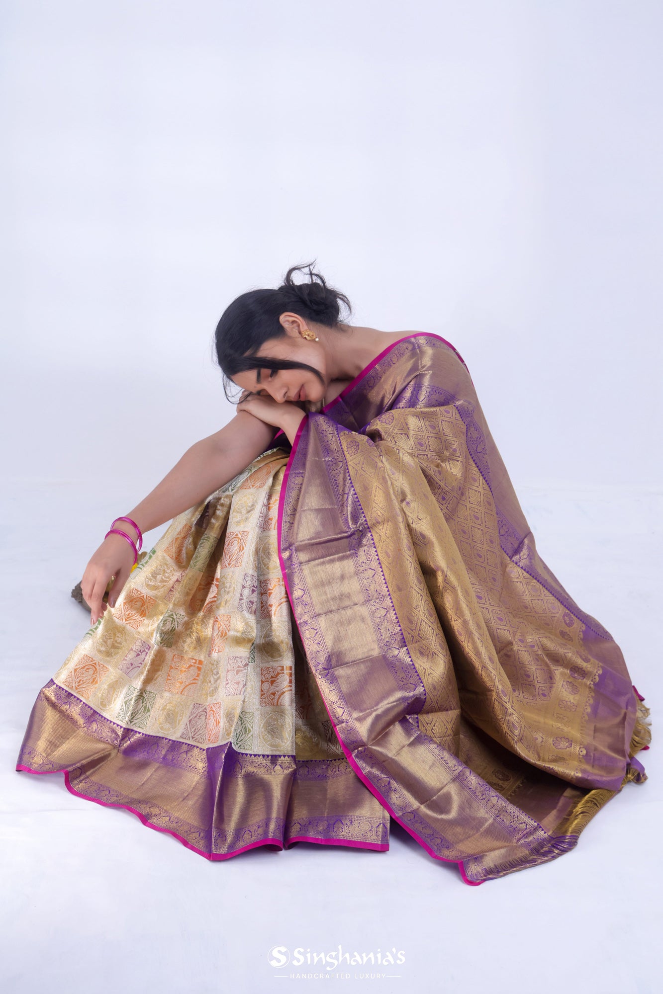 Captivating Purple Zari Work Paithani Meenakari Traditional Saree