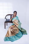 Cashmere Brown Kanjivaram Silk Saree With Floral Jaal Weaving