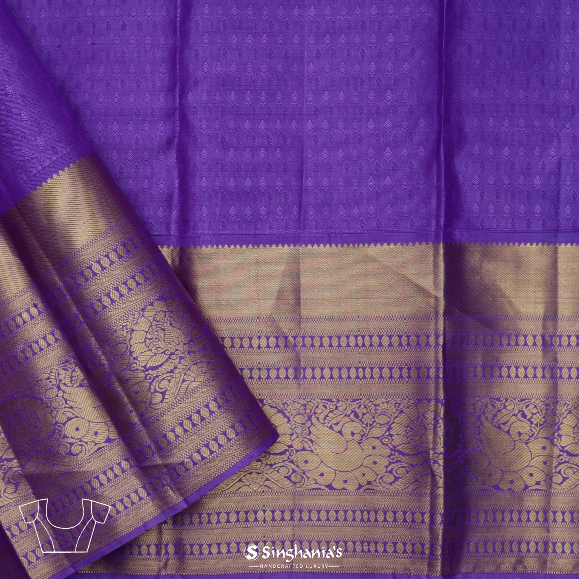 Platinum Gray Kanjivaram Silk Saree With Floral Jaal Weaving