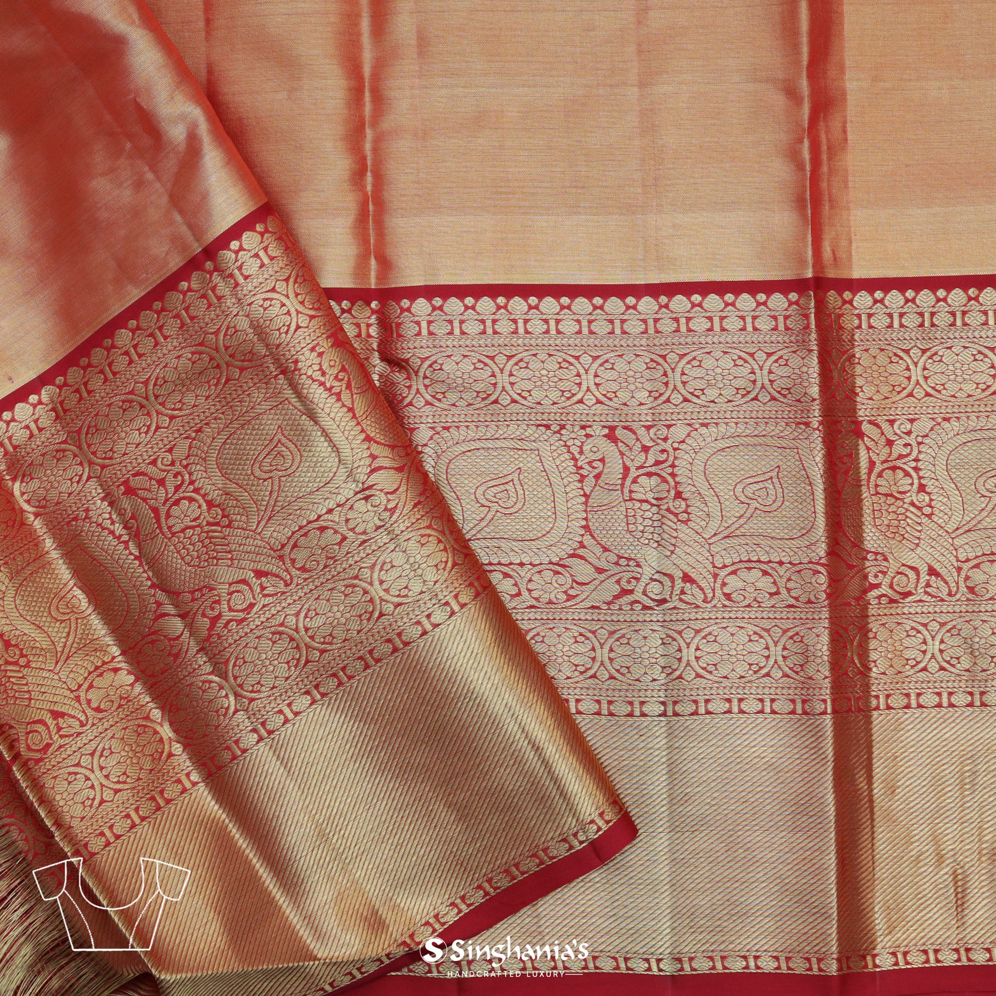 Baby Pink Kanjivaram Silk Saree With Floral Jaal Weaving