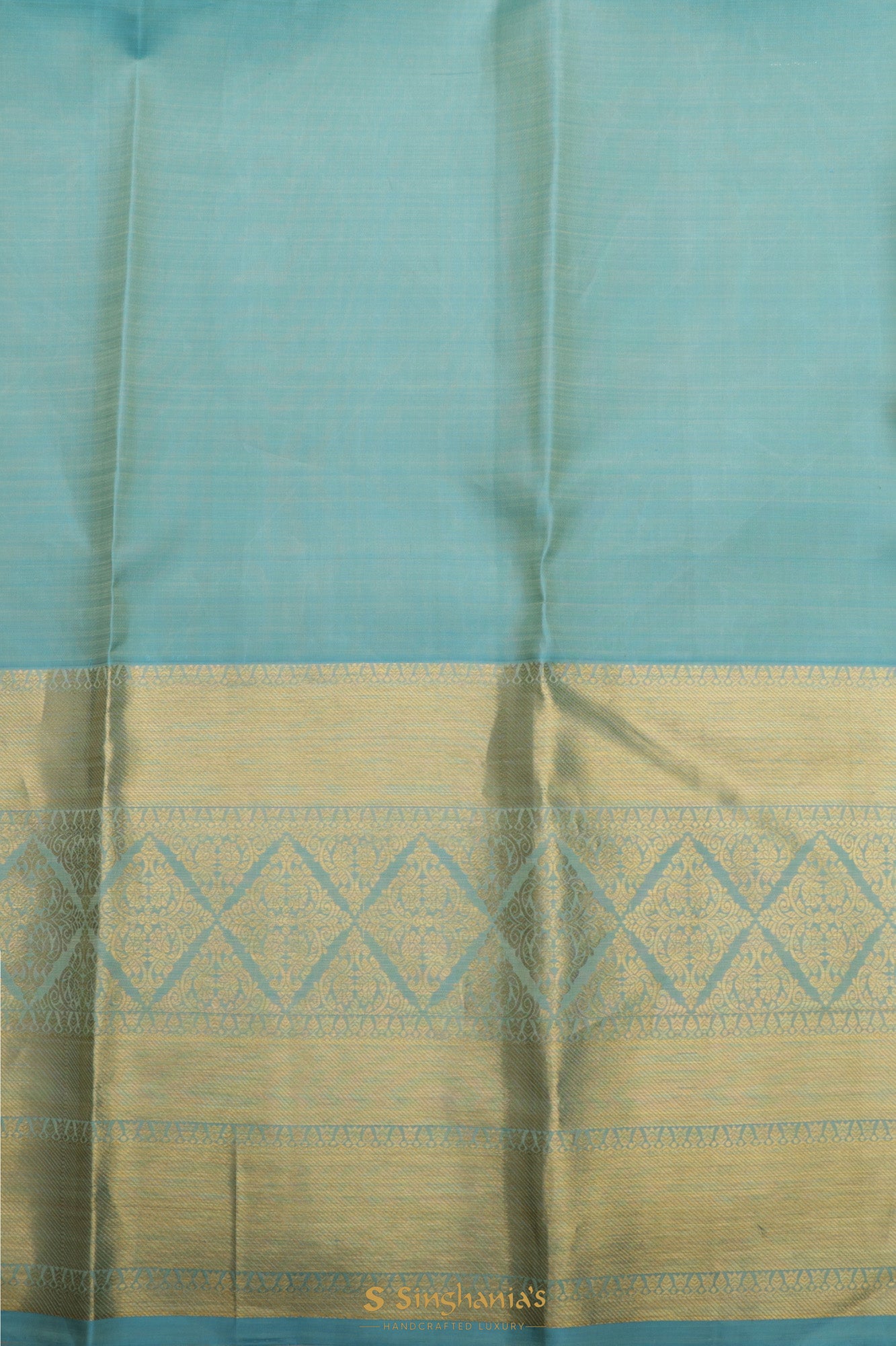 Baby Blue Kanjivaram Silk Saree With Floral-Peacock Weaving