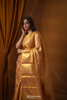Pastel Pink-Gold Tissue Kanjivaram Saree With Floral Jaal Weaving