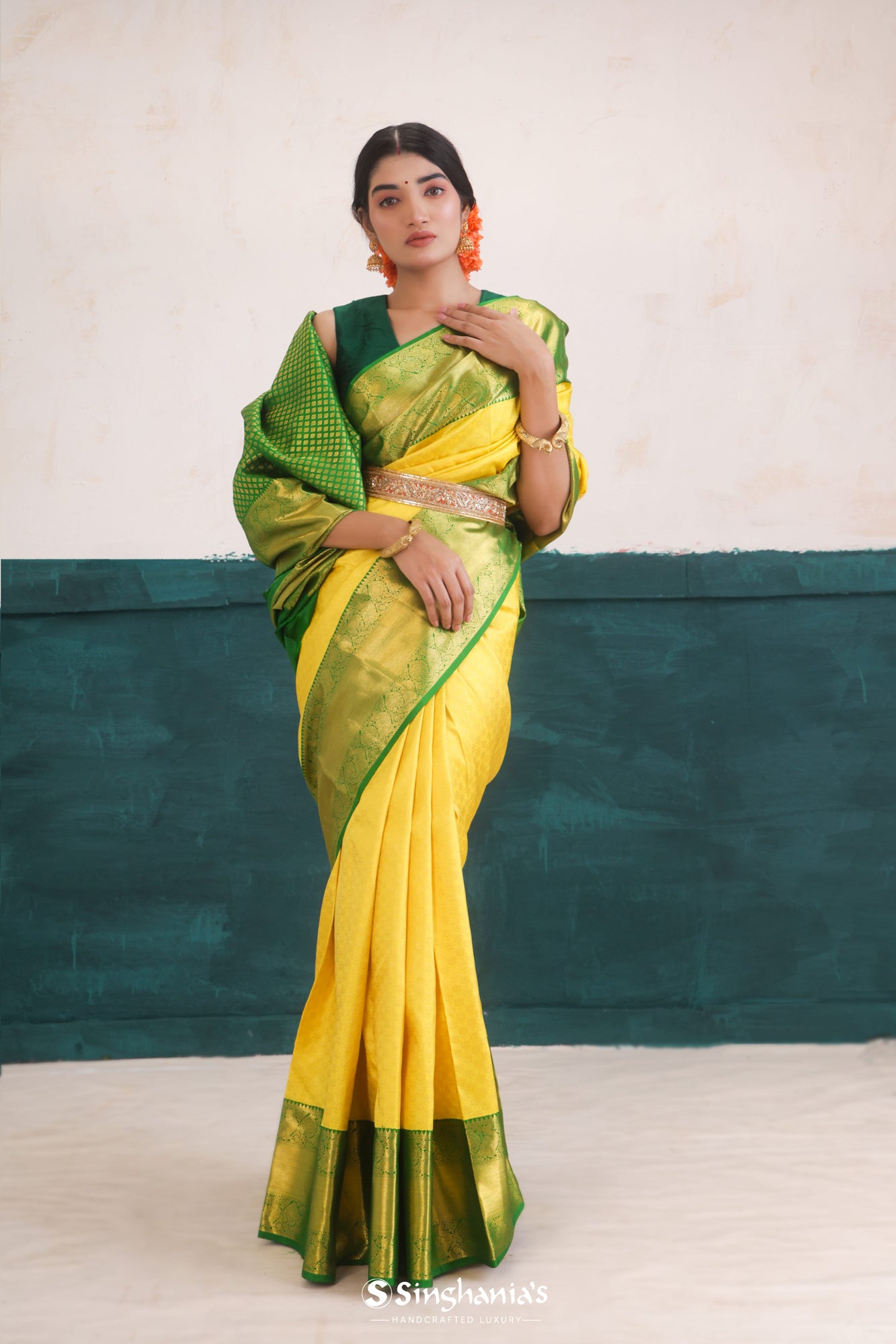 Green & Red Combination Brasso Silk Saree With Work Blouse – Bahuji -  Online Fashion & Lifestyle Store