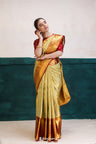 Powder Blue Kanjivaram Silk Saree With Floral Jaal Weaving